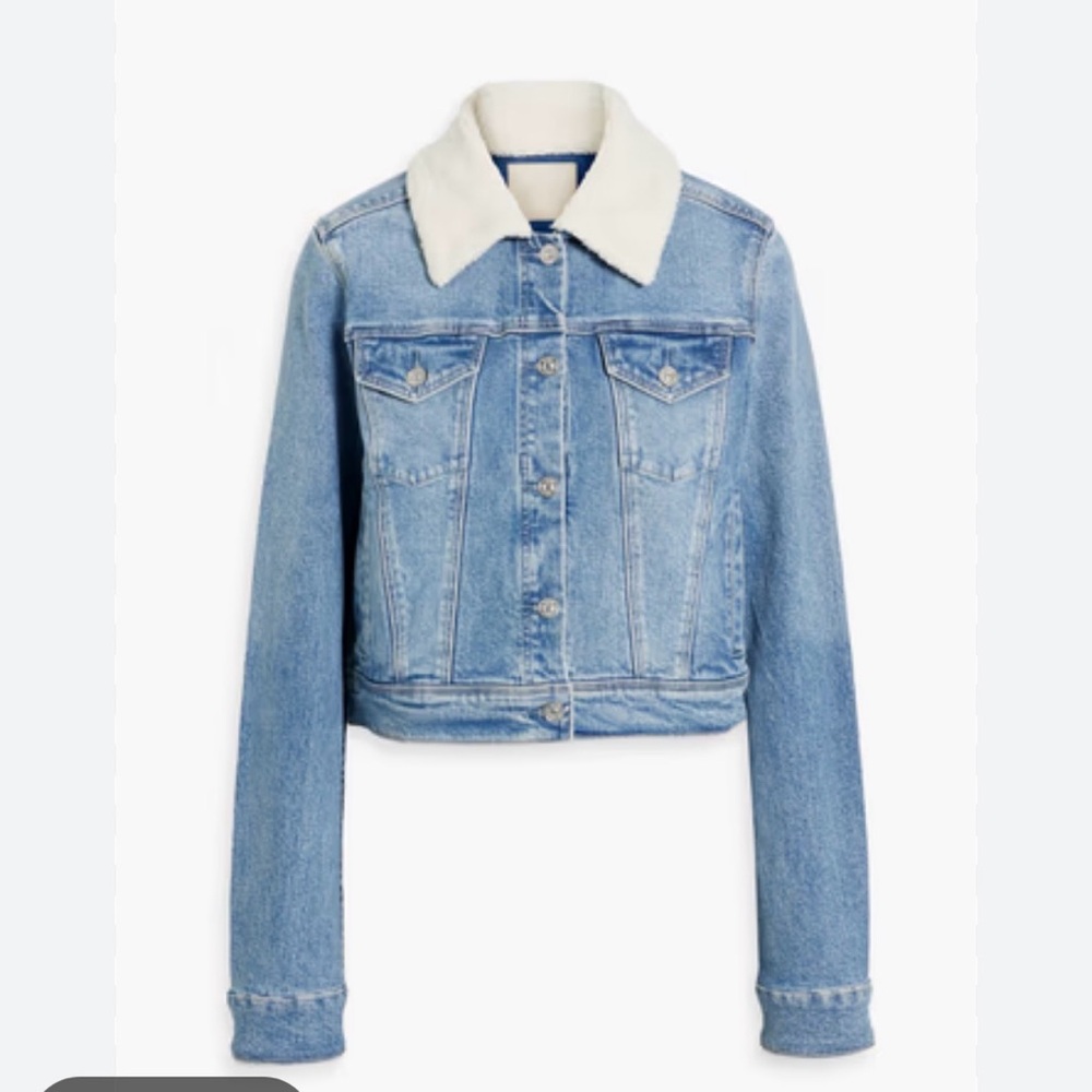 Paige  Valerie Denim Sherpa-Lined Denim Jacket - Light Blue